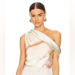 Jonathan Simkhai Lexy Seafoam Marble Print Top in XS